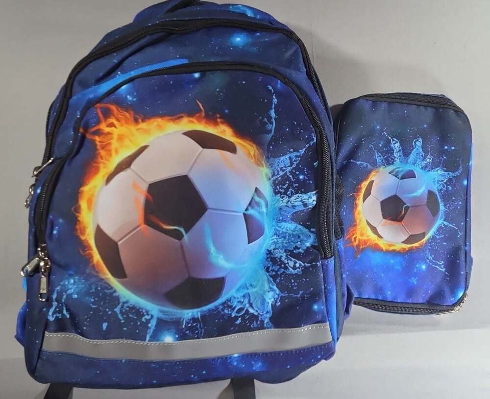 Soccer Ball Fire School Backpack and Matching Lunch Bag Set